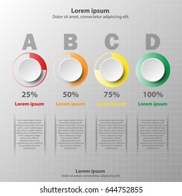 3D paper circle with colorful percentage level for website presentation cover poster vector design info graphic illustration concept