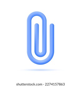 3d paper clip education stationery vector icon. Paperclip metal illustration attach office paper clip pictogram