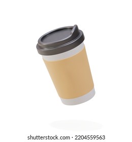 3D-Papier-Kaffeetasse auf weißem Hintergrund. Vektorgrafik.