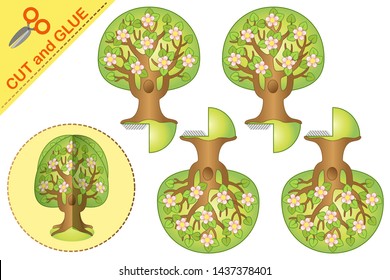 3d paper crafts model appletree. Cut and glue. Developmental activity for schoolchildren and preschoolers