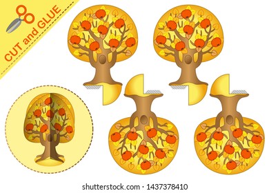 3d paper crafts model appletree. Cut and glue. Developmental activity for schoolchildren and preschoolers