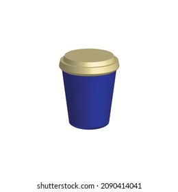 3D paper cup icon on white background. 3d render illustration.