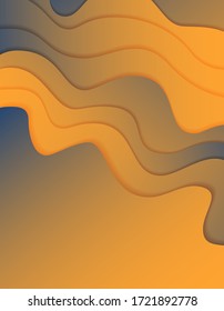 Fondo abstracto de papel 3D. Diseño de vectores para presentaciones de negocios, volantes, carteles e invitaciones. Arte de tallado en colores de textura oscura, amarilla, naranja y azul