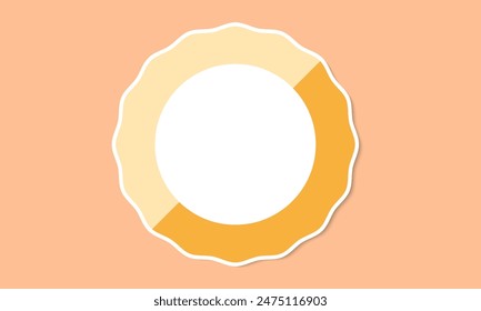 3d Paper cut abstract template background. Circle frames with white  wave outline patterns isolated on beige background. Abstract circle line round frame. Border template.
