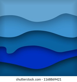 3d paper cut eco friendly design on World sea day. Vector illustration. Paper carving layer drop with shadow