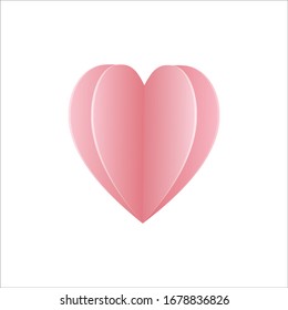 3D paper cut heart icon vector illustration design.