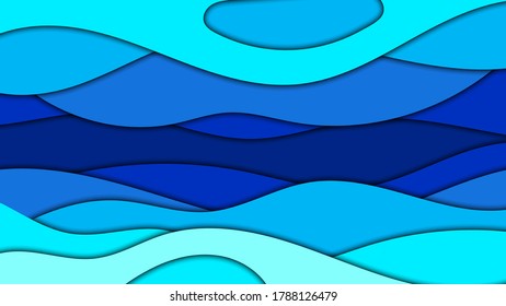 El papel 3D corta las formas. Lago abstracto. Diseño para impresiones, decoración, afiches y presentaciones de negocios. Fondo de líneas de mapa topográfico. Ilustración vectorial.