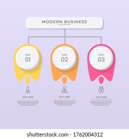 3D and paper cut style Infographic design organization chart process template with editable text.