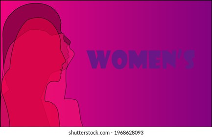 3D paper cutout, assorted young woman silhouettes