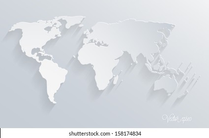3d paper design world map illustration. Vector eps10.