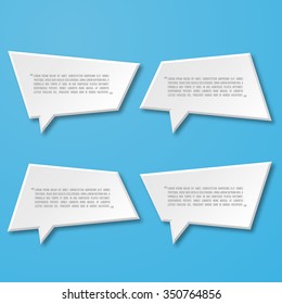 3d paper flat speech bubble icon for text quote. Vector blank template