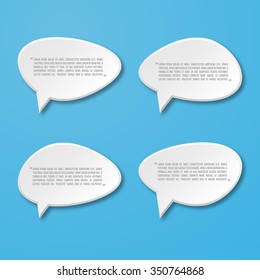 3d paper flat speech bubble icon for text quote. Vector blank template