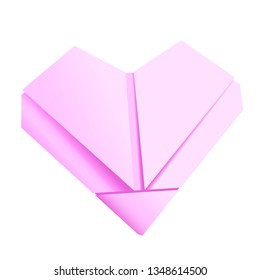 3D paper folded heart. illustration in vector. with gradients. isolated.