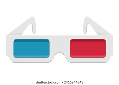 Ilustración vectorial de gafas de papel de 3d aislados en fondo blanco