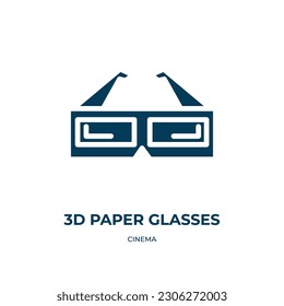 3d paper glasses vector icon. 3d paper glasses, movie, paper filled icons from flat cinema concept. Isolated black glyph icon, vector illustration symbol element for web design and mobile apps