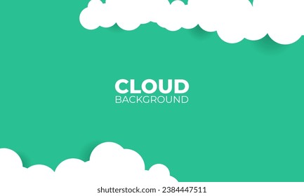 Fondo del cielo azul de papel 3d con nubes blancas. Fondo vectorial.