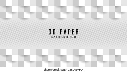 3D paper with halftone Background white