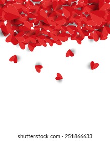 3D paper heart isolated in white background.  Greeting card. Vector EPS10.