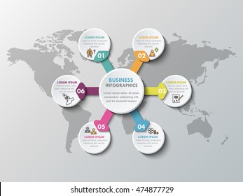 3d paper infographic elements for six options. Metaball business infographics. Template for circle infographic. Vector EPS 10