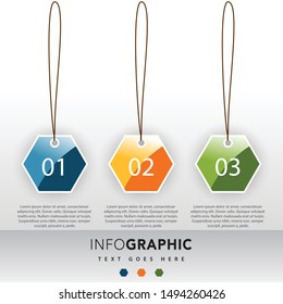 3d paper infographic template design elements, In the form of a hexagon, honeycomb style. with main idea and 3 steps or options, workflow, process chart