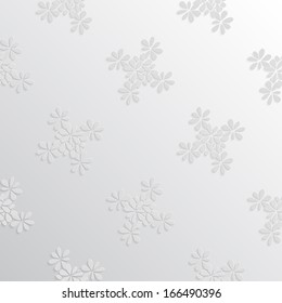 3d paper monochrome abstract background with laconic floral pattern