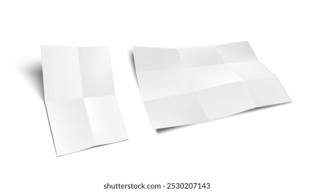 Papel 3D Nueve Plantilla De Folleto En Blanco Plegado Para Su Presentación. Vector EPS10
