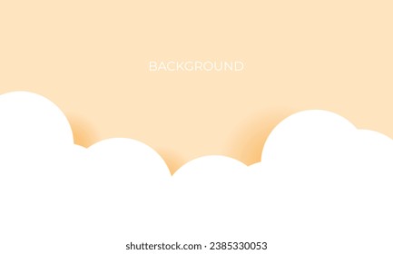 3D-Papier, pastellfarbener Himmel, Hintergrund mit weißen Wolken. Vektorhintergrund.