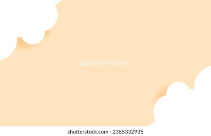 3d paper pastel sky background with white clouds. Vector background.
