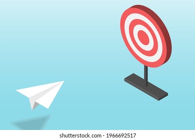 3d paper planes fly to target. Origami aircraft. Geometric shape symbol. Concept of business, leadership, success, education, teamwork mission , think different, standout vision, courage management