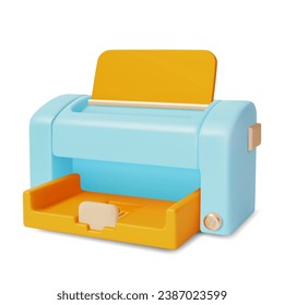 3d Impresora de papel Estilo caricatura Equipo de oficina para imprimir documento comercial aislado en un fondo blanco. Ilustración del vector