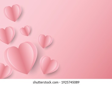 3d Paper Shape Love Postcard Design For Valentine With Pink Background