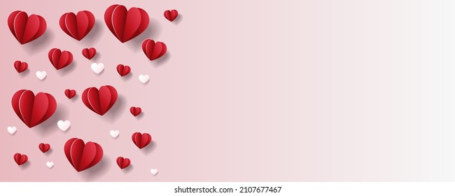 3d paper shape love postcard design for valentine with pink and white background