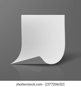 Hoja De Papel 3D Con Esquina Curva Sobre Mesa Gris. Vector EPS10