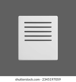 3D paper sheet page isolated on dark background. 3d vector illustration of white paper document, letter, office agreement, business contract, manual or homework template. 3d vector icon.