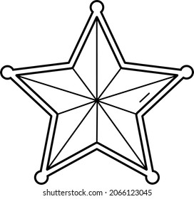 3D paper star Christmas decorations.   Vector outline illustration.