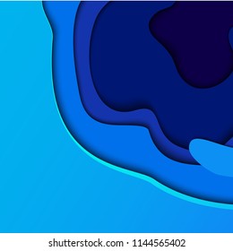 3D paper vector , paper cutting, blue