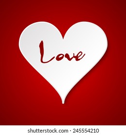 3d paper vector heart card with 'Love' label.