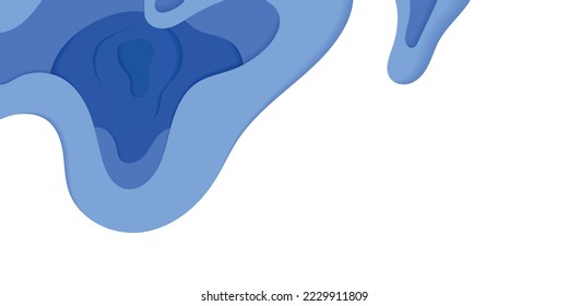 3D papercut banner of gradient white paper layers. Vector background design of horizontal abstract smooth origami shape paper cut, flowing liquid texture or topography concept for website template.