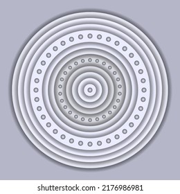 3d Papercut circle background. Circular layers, siver paper cut design, abstract round shape. Vector illustration
