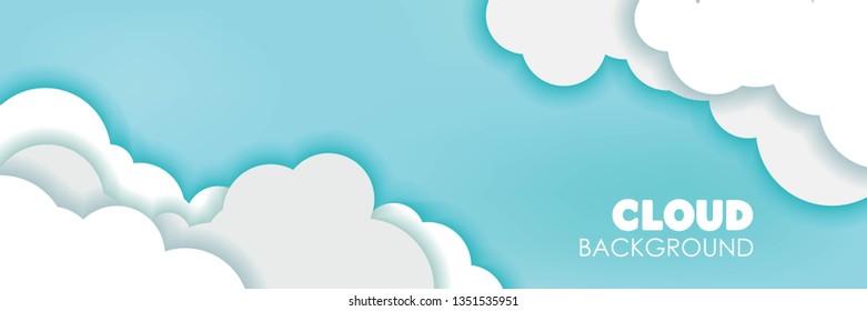 3D Papercut Cloud And Blue Sky Banner Background Vector Illustration. Place Your Text Here