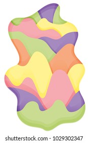 3D papercut color multi layers vector background design. Abstract topography concept or smooth origami shape paper 