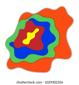 3D papercut color multi layers vector background design. Abstract topography concept or smooth origami shape paper 