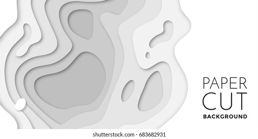3D papercut layers in gradient texture vector banner. Abstract paper cut art background design for website template. Topography map concept or smooth origami paper cut.