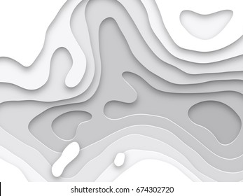 3D papercut layers vector background design. Abstract topography concept or smooth origami shape paper and flowing liquid texture. Art cut illustration for website template layout