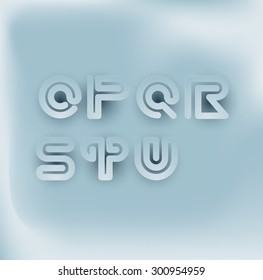 3D Paper-cut Snake Stripe Font Set. O,P,Q,R,S,T,U