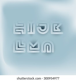 3D Paper-cut Snake Stripe Font Set. H,I,J,K,L,M,N