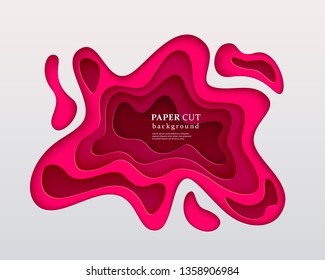 3d papercut style background. American rose composition with a layered effect of flowing shapes with a shadow, carving art. Abstract paper cut design, vector illustration