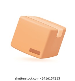 3D parcel box. Brown cardboard box. Product packaging boxes for transportation to the destination. 3D Vector Illustration.