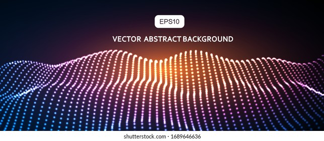 3D particle wave, particle fractal background, internet, big data and technology concept, abstract background