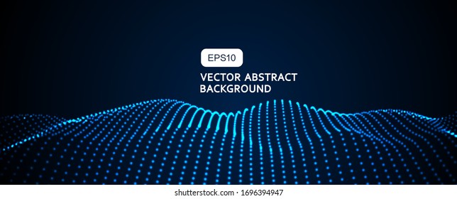 3D particle wave, particle fractal background, internet, big data and technology concept, abstract background
